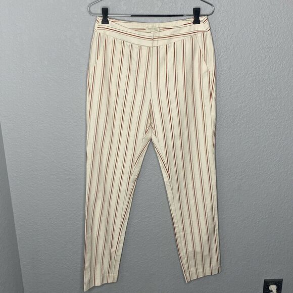 Anthropologie See U Soon White With Red Striped Pants Size 4 - Picture 1 of 7